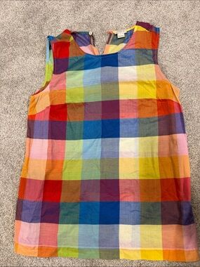J.Crew Factory Rainbow Gingham Woven Cotton Tank Top
